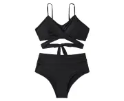 Women's Bikini Sets, women's two-piece cross-over swimsuit, belly wrap bikini