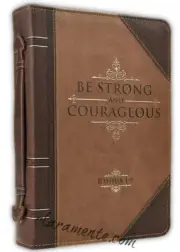 Medium Bible Cover for Man - Be strong and courageous - Joshua 1:9 - brown