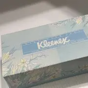 Vintage 1988 Kleenex Tissues Blue Floral Watercolor -Unopened Box - Great Prop