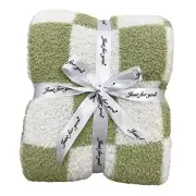 Ultra Soft Checkered Blanket Cozy Buffalo Check Throw 63''x51'' Sage Green