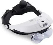 Sztxj Head Mounted Magnifier, Headband Magnifier with Light and 5 Detachable Lenses for Reading, Watching and Electronic Repair