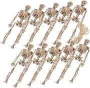 NOLITOY 16pcs Mini Skeletons Moveable Joints Realistic Halloween Decorations for Home Office Bar Party Favors