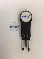 Pitchfix Fusion 2.5 Golf Divot Tool Black, with extra marker