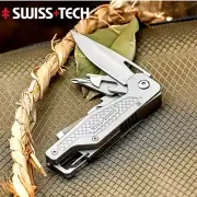 Swiss Tech 13 In 1 Folding Multitool Pocket Knife Scissors Saw EDC Military Tool