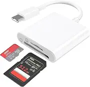 USB C SD Card Reader for iPhone 16 15, Dual Card Slot Type C to SD/TF Card Camera Memory Reader Adapter for iPhone 16/15 Plus Pro iPad 10 iPad Pro, Fast Transfers Trail Game Camera Viewer, Plug&Play