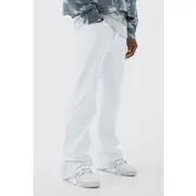 Mens White Relaxed Rigid Flare Jean