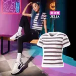 【PUMA】短袖上衣 TEAM TEE 女款 白 綠 條紋 JULIA 吳卓源 短版 棉T 舒適(53837702)