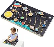 Solar System Model Board, Planets for Kids Solar System, Space Toys, Wooden Solar System for Kids, Toys Set for Kids 3-8 with Removable Planets, Solar System for Boys and Girls
