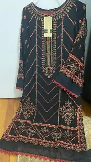 Pakistani Suit- Bin Saeed Chiffon Embroidered 3Pc Shalwar Kameez Small Chest 20”