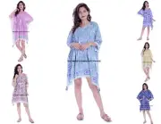 5 PC Anokhi Indian Cotton Block Printed Short Kaftan Sexy Beach Abaya Maxi Lot
