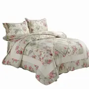 Patchwork Floral Cotton Quilted Bedspread Coverlet Set King Size Bedding