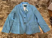 NWT Talbots Women’s Size 14 Blue Wool Blend Two Button Blazer
