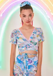 [Dolls Kill x My Little Pony] Rainbow Chaser Mesh Wrap Top