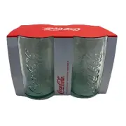 4-Pack Coca-Cola Can Style Glasses 12 oz Embossed Luminarc Green Coke NEW USA