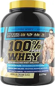 Max's 100% Whey Protein Powder, Vanilla Cream Slice, 2.27kg