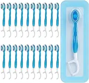 Disposable Mini Travel Toothbrushes, 5-in-1 Pre-Pasted Mini-Brush+Floss+Pick+Tongue Scraper, On The Go Toothbrush with Freshening Bead, Coolmint,40 Count