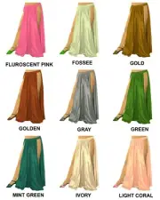 Satin Splits Skirt High Slit Waist Midi Side Long Side Cut Skirt Plus SIze S36