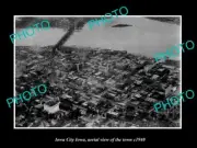 OLD POSTCARD SIZE PHOTO IOWA CITY IOWA, AERIAL VIEW OF THE TOWN c1940