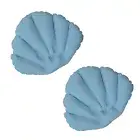 Seashell Inflatable Bath Pillow Blue Spa Tub Headrest Waterproof Cushion 2 Pack