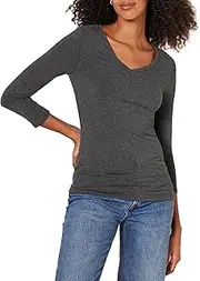 [Amazon Essentials] Women's Classic-Fit 3/4 Sleeve V-Neck T-Shirt (Available in Plus Size)