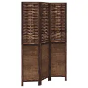 vidaXL Room Divider Privacy Screen 3 Panels Dark Brown Paulownia