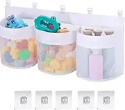 Hanging Bath Toy Storage Bag With 5 Ultra Strong Hooks - Mesh Basket for Storage and Sorting of Baby Toys (60x25cm)