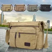 Men's Vintage Canvas Crossbody Messenger Bag – Multi-Pocket Shoulder Bag for Travel, Work, and Daily Use