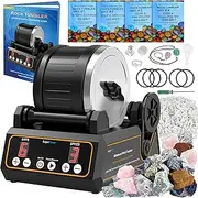 KomeStone K1 Large 2.5LB Professional Rock Tumbler Kit, Advanced 3-Speed Motor & 9-Day Timer & LCD Screen, 100% Rubber Barrel, Comes for a Family STEM Little Project