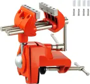 Clamp Bench Vise with Post Universal, Woodworking Vise, 360° Heavy Duty Cast Ste