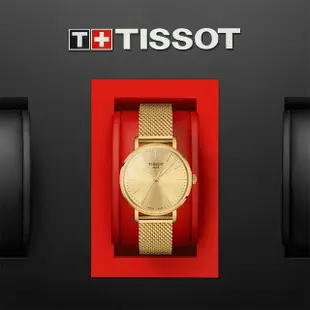 【TISSOT 天梭 官方授權】EVERYTIME 經典簡約米蘭帶石英錶-34mm 母親節 禮物(T1432103302100)