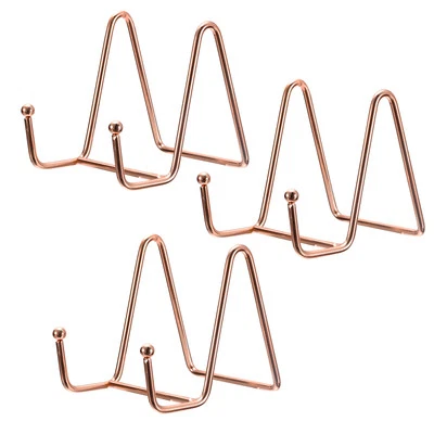 3Pcs 3Inch Plate Stand for Display Iron Easel Plate Holder for Photo Rose Gold