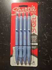 Sharpie S-Gel Pens, Medium Point (0.7mm), Frost Blue Body, Black Gel Ink, 4 Ct
