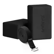 Vivva EVA Foam 9 x 6 x 4 Inches Non Slip Yoga Brick 8ft Yoga Straps 2 in 1 Set (4 Colours)