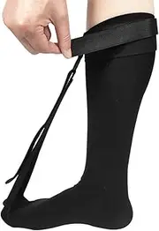 PFS Plantar Fasciitis Stretch Night Sock with Tread - for Pain Relief from Plantar Fasciitis and Achilles Tendonitis (Black, S/M)