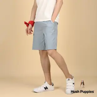 【Hush Puppies】男裝 短褲 品牌英文立體鋼模短褲(灰藍 / 43122102)