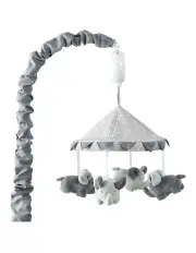 [The Peanutshell] Little Peanut Elephant Musical Mobile Nursery Decor in Grey