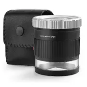 Loupe Magnifier 30X Magnifier Illuminated Adjustable Length Desktop Magnifier with 6 Lights for Jewelry Textile Black