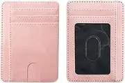 [Generic] Blocking Credit Card Case Holder, Slim Card Sleeves ID Case Leather Wallet Coin Identity Holder for Women Men (Pink, One Size)