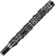 Jinhao Grey Silver & Black Double Dragon Metal Rollerball Pen Vintage Ink Pens for Calligraphy Signature
