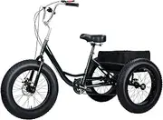 Makamsui Adult Tricycle, Snow Tires Tricycle, Drift Trike for Adult, 20 Inch 7 Speed Tricycle with Double Disc Brake, 3 Wheel Bicycles Cruiser Bike with Spacious Shopping Basket for Seniors