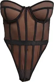 [Generic] Women Lace Lingerie Bodysuit One Piece Mini Babydoll Underwire V Neck Cut Out Underwear Nighties
