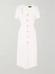 [DAVID KOMA] DAVID KOMA - Button-embellished Wool-crepe Midi Dress - White - UK 14 UK 14 White