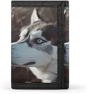 [QMKFWT] Blue Eyed Husky Dog Casual Wallet Credit Card Holder Premium Document Organizer Case for Men And Women