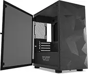 darkFlash DLM21 MESH Micro ATX Mini ITX Tower MicroATX White Computer Case with Door Opening Tempered Glass Side Panel & Mesh Front Panel (Black)