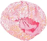[Minkissy] Sparkling Sequins Vintage Cabbie Hat for Women Breathable and Comfortable Beanie for Parties Festivals and Costumes Shimmering Bling Accessory Pink