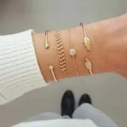 4Pcs/Set Geometric Crystal Charm Minimalist Bracelet