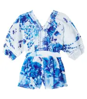 [Poupette St Barth Kids] Poupette St Barth Kids Floral cotton playsuit Y 8 white