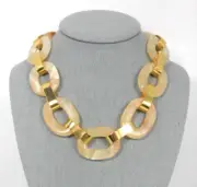 New J Crew Necklace Chunky Lucite Chain Link Faux Agate 70s Mod NWT $98 MSRP