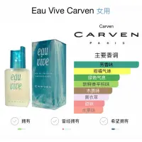 在飛比找蝦皮購物優惠-CARVEN eau vive 法國製中性香水125ml