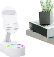 Cellphone Stand for Desk | Cell Phone Holders for Desk | Adjustable Portable RGB Mount with Microphone Speaker for Counter Vanity Nightstand Travel Car Airplane Bedroom
